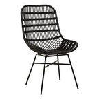 Curved Black Natural Rattan Chair | Lagom
