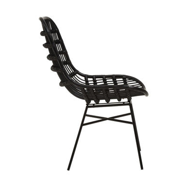 Curved Black Natural Rattan Chair | Lagom