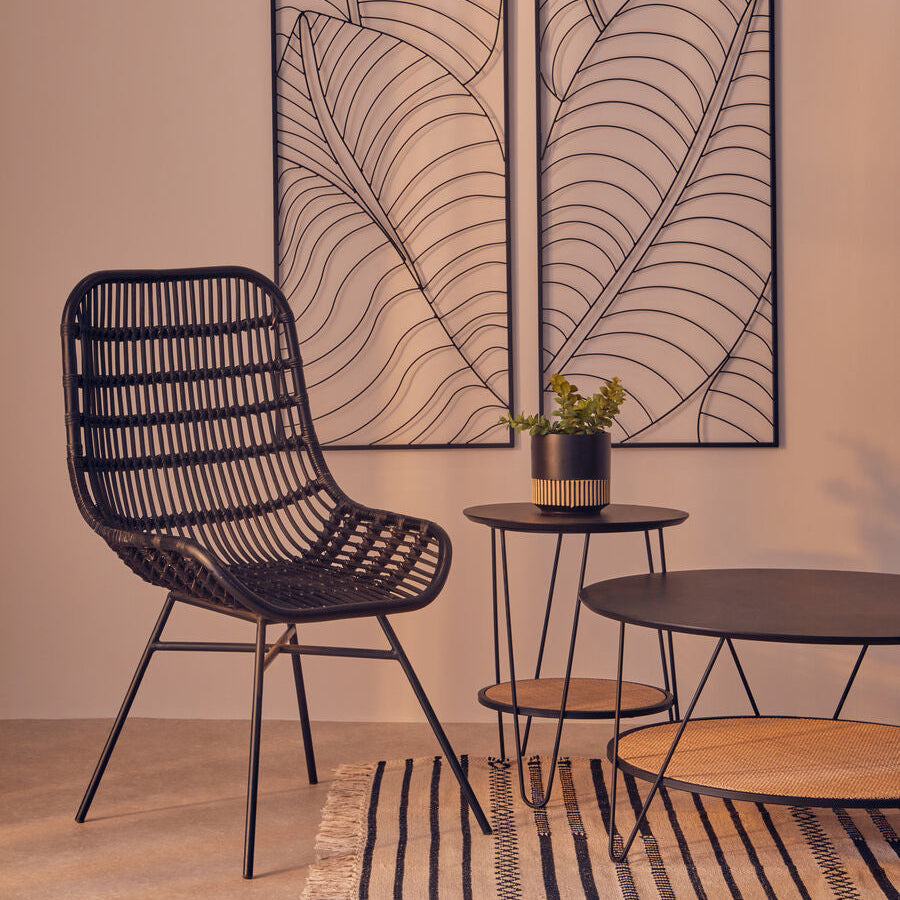 Curved Black Natural Rattan Chair | Lagom