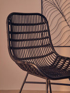 Curved Black Natural Rattan Chair | Lagom