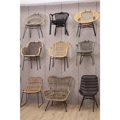 Curved Black Natural Rattan Chair | Lagom