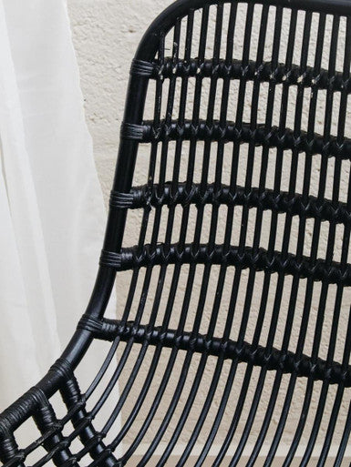 Curved Black Natural Rattan Chair | Lagom