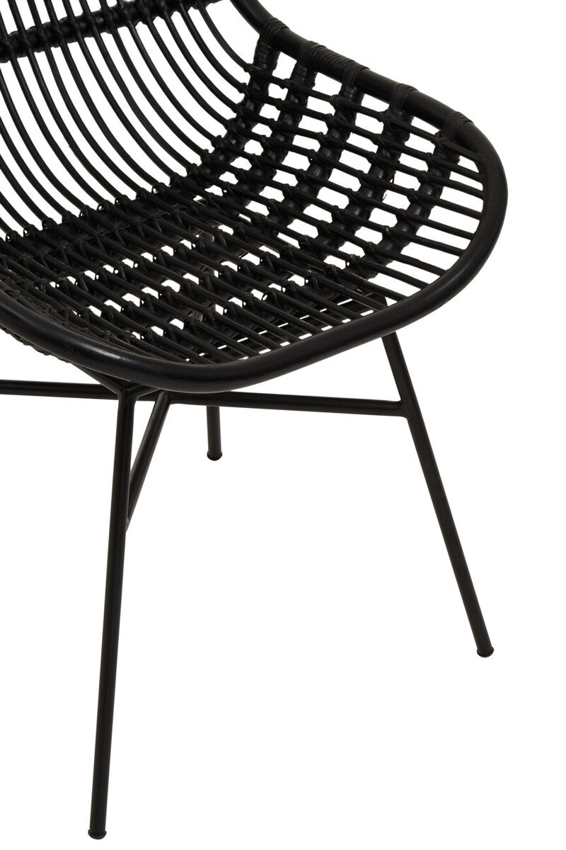 Curved Black Natural Rattan Chair | Lagom
