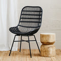 Curved Black Natural Rattan Chair | Lagom
