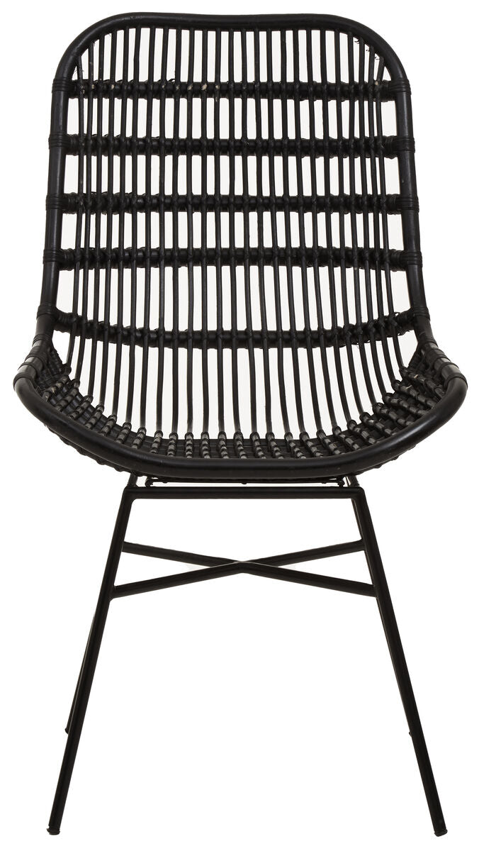 Curved Black Natural Rattan Chair | Lagom