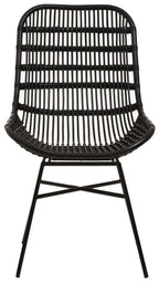 Curved Black Natural Rattan Chair | Lagom
