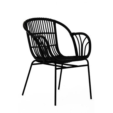 Black Natural Rattan Chair with Raised Sides | Lagom