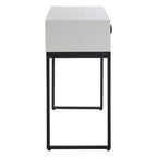 Natural Wood 2-Drawer Console Table with Geometric Assorted Front and Black Metal Legs | Lombok