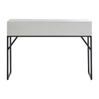 Natural Wood 2-Drawer Console Table with Geometric Assorted Front and Black Metal Legs | Lombok