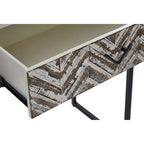 Natural Wood 2-Drawer Console Table with Geometric Assorted Front and Black Metal Legs | Lombok