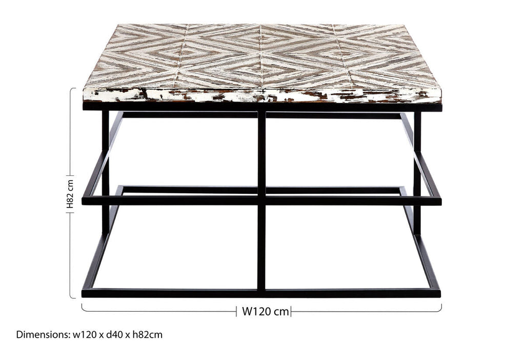Black Rustic Chevron Square Coffee Table | Lombok