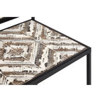 Set of 2 Natural Wood Geometric Top Side Tables with Black Metal Frame | Lombok