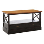 Black Rectangular Storage Coffee Table with Drawers | Virginia