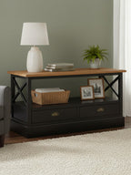 Black Rectangular Storage Coffee Table with Drawers | Virginia