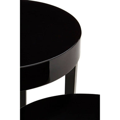 Set of Three Chunky Black High Gloss Round Tops Nesting Tables with Pine Wood Legs | Moritz