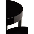 Set of Three Chunky Black High Gloss Round Tops Nesting Tables with Pine Wood Legs | Moritz