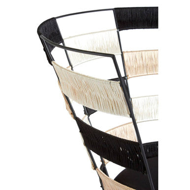 Beige and Black and White Woven Chair | Fusion