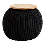 Black Knitted Pouffe | Fusion