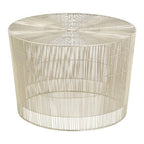 Silver Pewter-Finish Round Cage Side Table with Concentric Circle Design, Templar