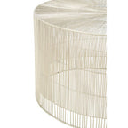 Silver Pewter-Finish Round Cage Side Table with Concentric Circle Design, Templar