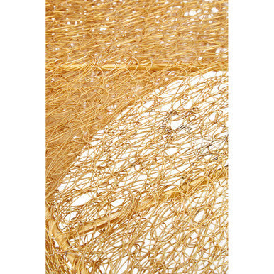 Gold Circular Iron Coffee Table with Gold Finish Vertical Line Frame | Templar