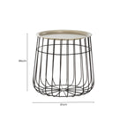 Silver Recessed Top Side Table with Black Wireframe Iron Base | Templar
