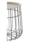 Silver Recessed Top Side Table with Black Wireframe Iron Base | Templar
