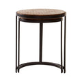 Set of Two Handcrafted Chevron Natural Wood Top Nesting Tables with Black Iron Legs | Halle