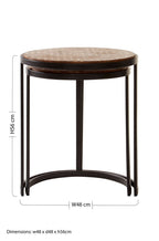 Set of Two Handcrafted Chevron Natural Wood Top Nesting Tables with Black Iron Legs | Halle