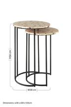 Set of 2 Mother of Pearl Mosaic Nesting Side Tables with Black Iron Legs | Halle