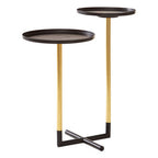 Black and Gold Metal 2-Tier Side Table with Intersecting Base Design | Halle