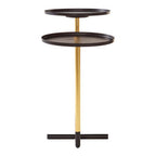 Black and Gold Metal 2-Tier Side Table with Intersecting Base Design | Halle
