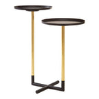 Black and Gold Metal 2-Tier Side Table with Intersecting Base Design | Halle