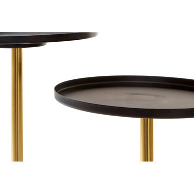 Black and Gold Metal 2-Tier Side Table with Intersecting Base Design | Halle