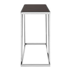 Black Tempered Glass Top Console Table with Reflective Chrome Silver Steel Base | Ackley