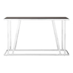 Black Tempered Glass Top Console Table with Reflective Chrome Silver Steel Base | Ackley