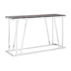 Black Marble Top Console Table with Reflective Silver Finish Stainless Steel Frame | Ackley