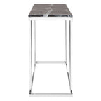 Black Marble Top Console Table with Reflective Silver Finish Stainless Steel Frame | Ackley