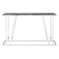 Black Marble Top Console Table with Reflective Silver Finish Stainless Steel Frame | Ackley