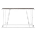 Black Marble Top Console Table with Reflective Silver Finish Stainless Steel Frame | Ackley