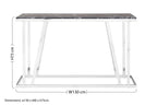 Black Marble Top Console Table with Reflective Silver Finish Stainless Steel Frame | Ackley