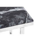 Black Marble Top Console Table with Reflective Silver Finish Stainless Steel Frame | Ackley