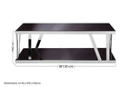 Black Tempered Glass Two-Tier Design Coffee Table with Silver Stainless Steel Frame | Ackley