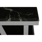 Black Marble Top and 1 Lower Shelf Coffee Table with Silver Stainless Steel Frame | Ackley