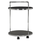 2 Tier Silver Drinks Trolley With Black Glass | Ackley