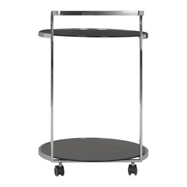 2 Tier Silver Drinks Trolley With Black Glass | Ackley