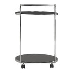 2 Tier Silver Drinks Trolley With Black Glass | Ackley