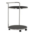 2 Tier Silver Drinks Trolley With Black Glass | Ackley