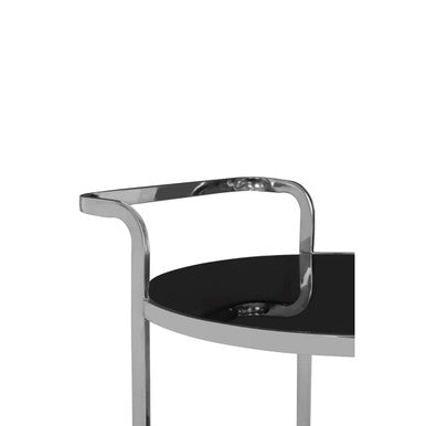 2 Tier Silver Drinks Trolley With Black Glass | Ackley