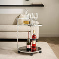2 Tier Silver Drinks Trolley With Black Glass | Ackley